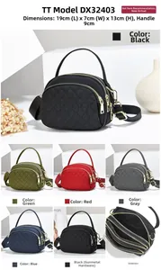 Detailed view of quilted nylon shoulder bag showing interior layers and multi-color options