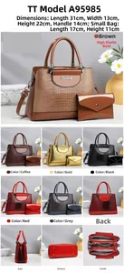Détail de l'ensemble cabas A95985 et pochette en cuir avec texture crocodile gaufrée
