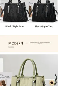 Collage of chic pleated leather handbags in black and sage green with metal buckles