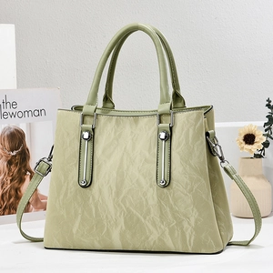 Borsa a Mano Vintage in Pelle PU Increspata da Donna Grande Capacità Borsa a Tracolla da Ufficio Con Ferramenta Argento Borsa Crossbody