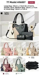 Ensemble de sacs 3 pièces pour femme avec grand cabas, pochette et porte-cartes en cuir texturé