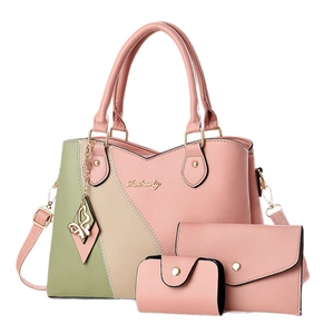 Ensemble de sacs à main roses 3 pièces avec sac fourre-tout et portefeuille