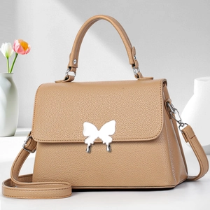Elegante PU Leder Handtasche Mit Litschi Textur Für Damen Schmetterling Metallschnalle Schulter Umhängetasche Lässige Damen Henkeltasche