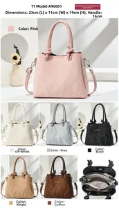 Vue détaillée du sac à main en cuir PU avec poche intérieure zippée et bandoulière amovible