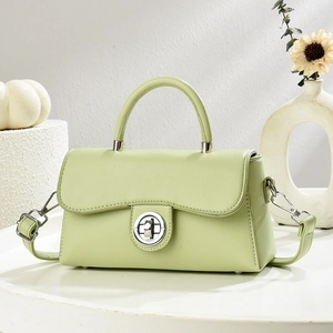 Minimalist light green crossbody bag with silver ring lock in a high-quality setting