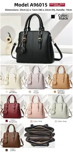 Detailed size chart of litchi pattern handbag showing dimensions 29x12x25cm in 8 colors