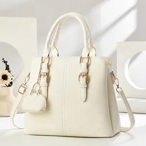 Women Handbag Lychee Texture PU Leather Tote With Mini Purse Charm Shoulder Crossbody Bag Elegant Business Ladies