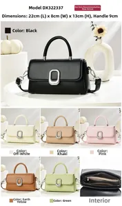 Detail view of stylish crossbody bag dimensions 22x8x13cm with metal buckle hardware