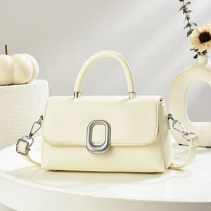 Retro PU Leather Crossbody Bag For Women Simple Elegant Small Square Handbag With Silver Metal Buckle Versatile Commute