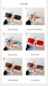 Collage de lunettes de soleil rectangulaires sans monture en six couleurs de verres