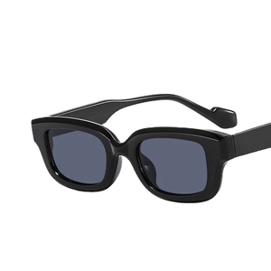 Classic black square frame sunglasses with dark grey lenses for a minimalist trendy look