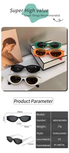 Size chart showing exact dimensions of modern cat-eye sunglasses for men and women