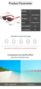 Size chart for leopard accent small frame sunglasses showing 137mm width and PC AC materials