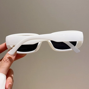 Retro square white sunglasses with thick frames and black lenses for stylish women and men