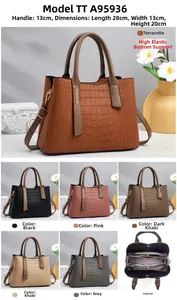 Détails des sacs à main motif crocodile en six couleurs avec dimensions précises