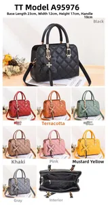 Detailed dimension guide and color options for the quilted crossbody bag with butterfly charm