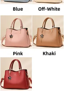 Multi-color leather tote bags showing various color options and detachable straps
