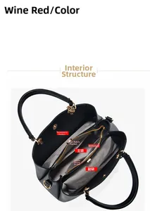 Detailed top view of the interior multi-pocket structure and compartments of the tote bag