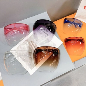 Multi-colored collection of full face protective safety shields with wrap-around frames