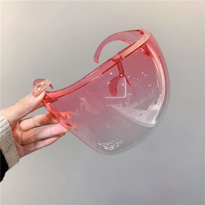 Pink gradient anti-fog full face shield protective mask with integrated large frame design