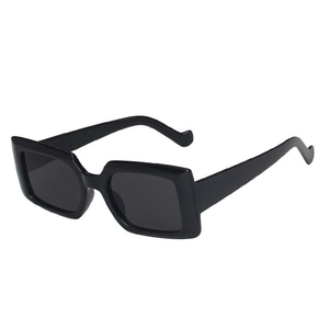 Retro square frame sunglasses in solid black with thick temples and UV protection