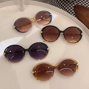 Fashionable oversized round sunglasses with gold leaf accents in four assorted colors