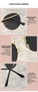 Detail view of anti-allergy nose pads and ergonomic gold metal curved temples
