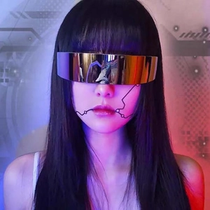 Lunettes de soleil futuristes argentées style cyberpunk pour femmes mode Y2K tech