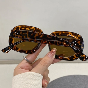 Détail de lunettes de soleil vintage écaillées avec verres bruns et rivets argentés