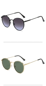 Detail view of vintage square sunglasses with purple blue gradient and dark green lenses