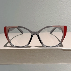 Women's cat eye blue light blocking glasses with tricolor contrast frame in retro style