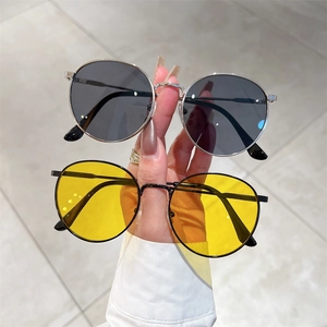 Retro square metal sunglasses in silver with grey lenses and black with yellow lenses