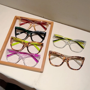 Oversized cat-eye blue light blocking glasses in various trendy colors for women