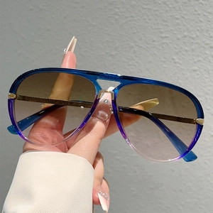 Vintage Aviator Sunglasses Fashion Double Beam Metal PC Frame Gradient Lens UV400 Sun Protection Sun Glasses For Travel Driving