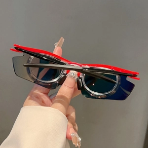 Sporty black and red polarized fishing sunglasses for cycling and driving with a sleek frame