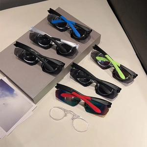 Group display of semi-rimless cycling sunglasses in multiple colors with myopia inner frame