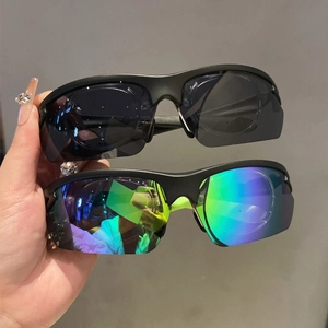 Detail of outdoor sports sunglasses featuring detachable inner myopia frame for prescription lens