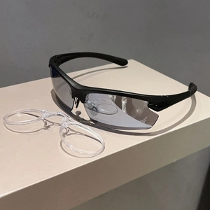 Outdoor cycling sunglasses with matte black frame and insert for prescription lenses