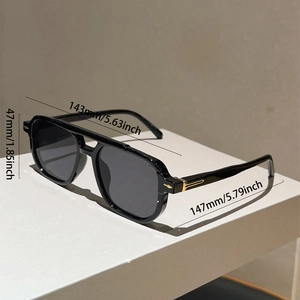 Guide des tailles détaillé de lunettes de soleil rétro carrées avec dimensions en mm et inch