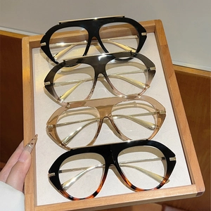Stylish oversized aviator blue light glasses in black, grey, tea and tortoiseshell colors