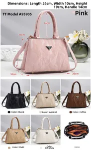 Detailed grid of large capacity textured leather handbags in six trendy colors