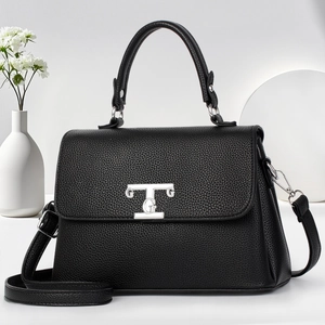 Women Lychee Pattern PU Leather Handbag Crossbody Bag With Adjustable Strap Magnetic Buckle Commuter Fashion