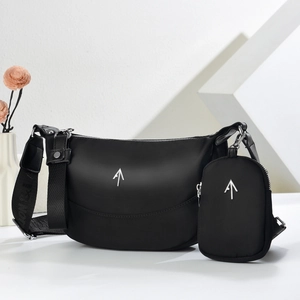 Nylon Crescent Crossbody Bag With Detachable Pouch Wide Shoulder Strap Fashionable For Women Casual Daily Commute