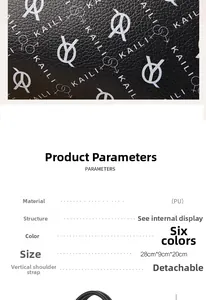 Gros plan sur la texture du cuir PU grainé noir et détails du logo blanc imprimé