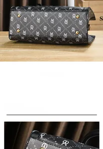 Détails du fond du sac noir avec clous en métal doré et imprimé monogramme chic