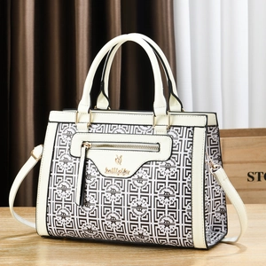 Sac À Main Pour Femmes En Cuir PU Imprimé Lettres Monogramme Sac À Bandoulière Mode Vintage Grande Capacité