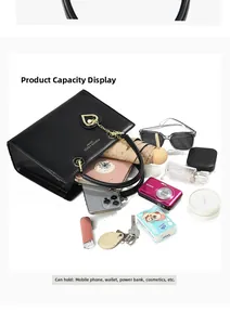 Black leather tote bag showing large storage capacity for daily essentials and gadgets
