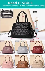 Detail showing interior compartments and quilted leather texture of the handbag