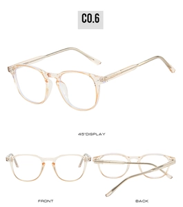 Trois vues de lunettes rondes TR90 champagne avec branches en métal doré