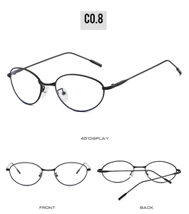 Mise en page de lunettes de soleil ovales en métal noir avec vues de face et de dos
